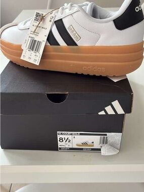 adidas VL Court Bold Platform Sneaker - White & Black with Gum
